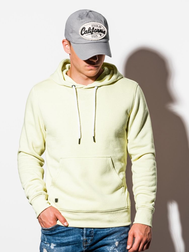 Ombre Clothing Férfi pulóver kapucnival Kael világossárga