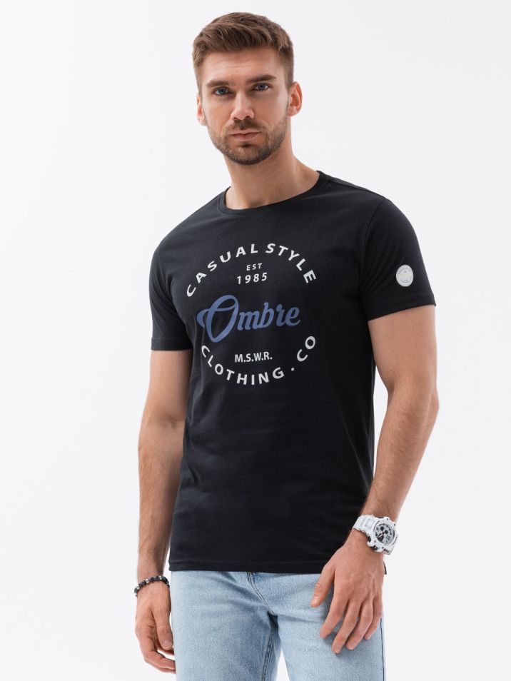 Ombre Clothing Férfi póló nyomtatással Anulat fekete