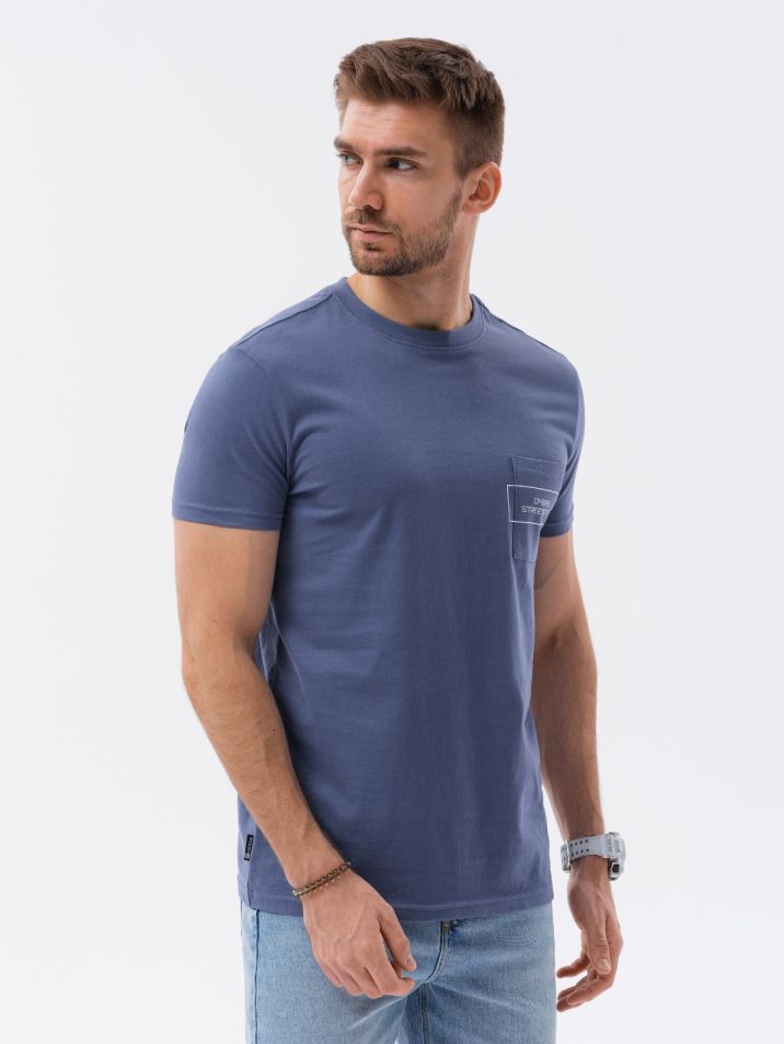 Ombre Clothing Férfi póló nyomtatással Relu kék