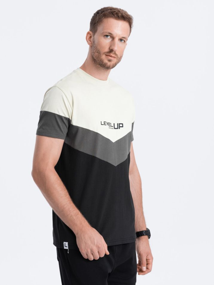 Ombre Clothing Férfi rövid ujjú póló Kadyscien fekete-grafit
