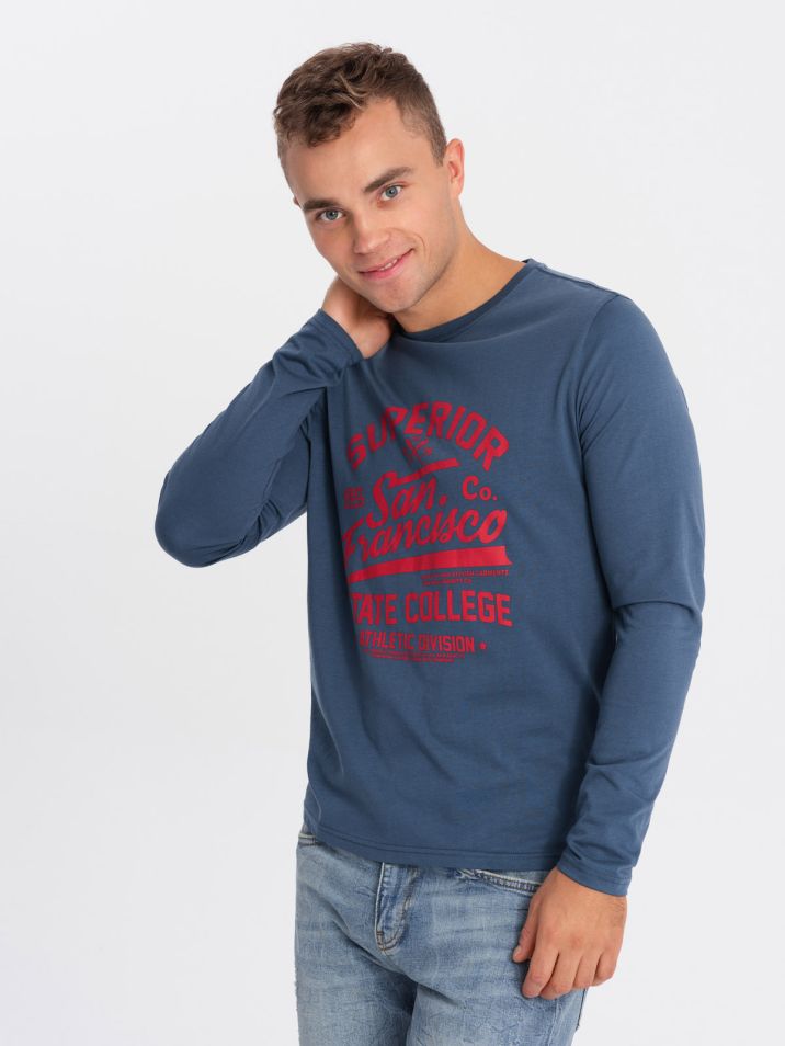 Ombre Clothing Férfi póló nyomtatással Ascal kék