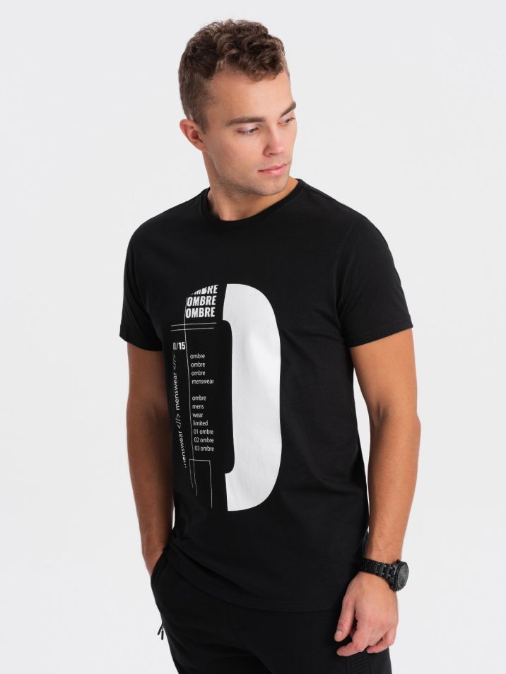 Ombre Clothing Férfi póló nyomtatással Ahmedu fekete