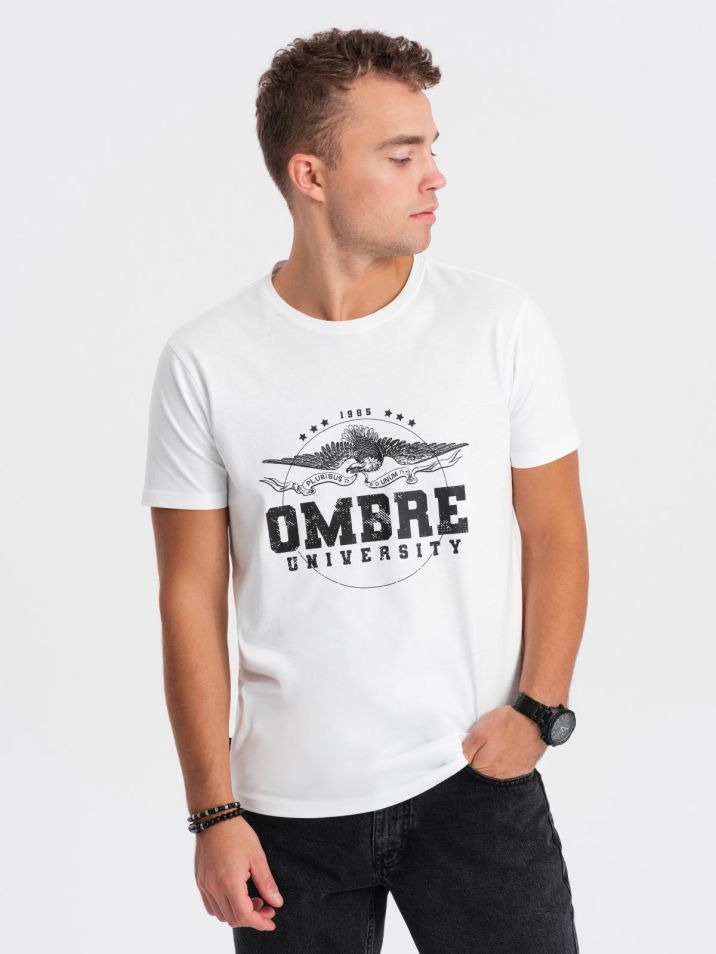 Ombre Clothing Férfi póló nyomtatással Jafaru fehér