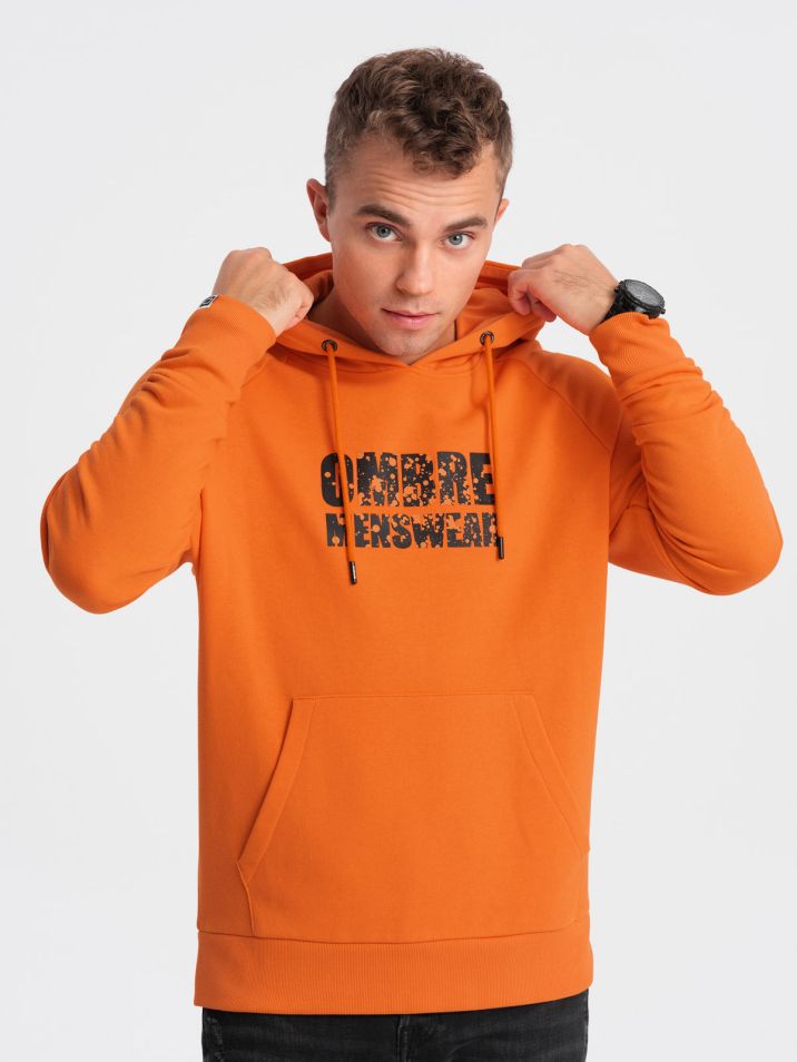 Ombre Clothing Férfi kapucnis pulóver Yabbashael narancssárga