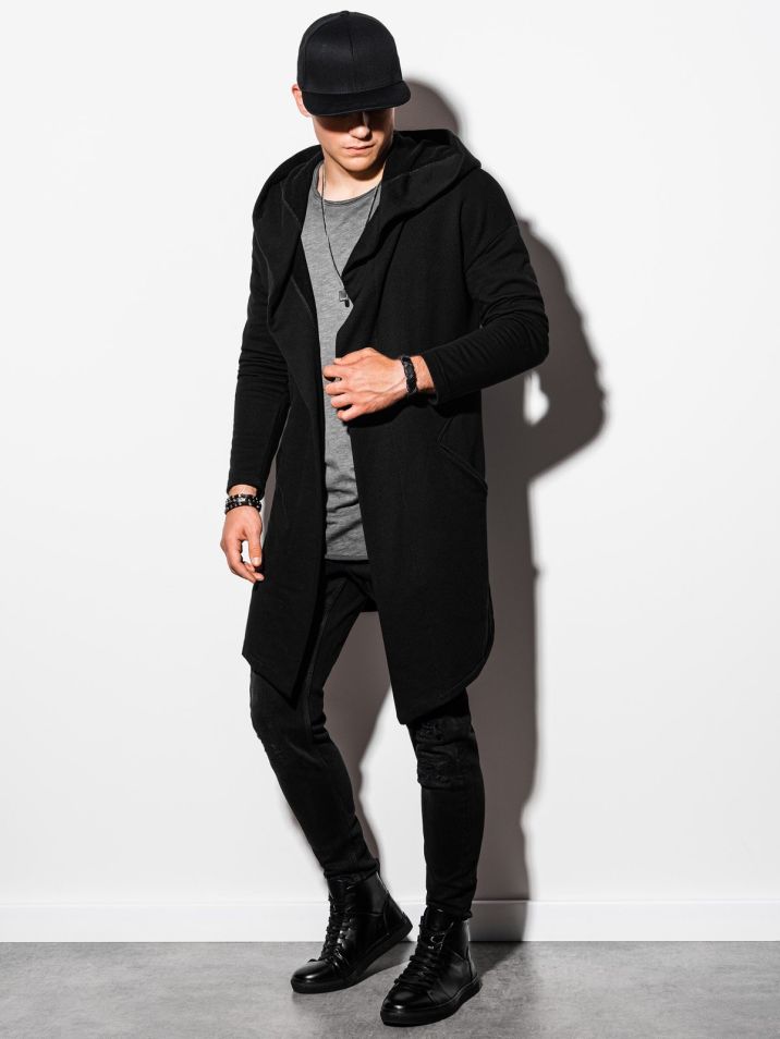 Ombre Clothing Férfi pulóver kapucnival Accio fekete