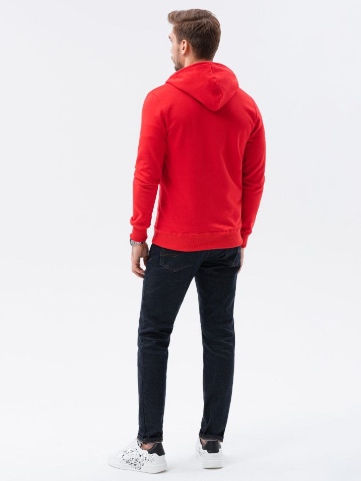 Ombre Clothing Férfi pulóver cipzáras Keegan piros
