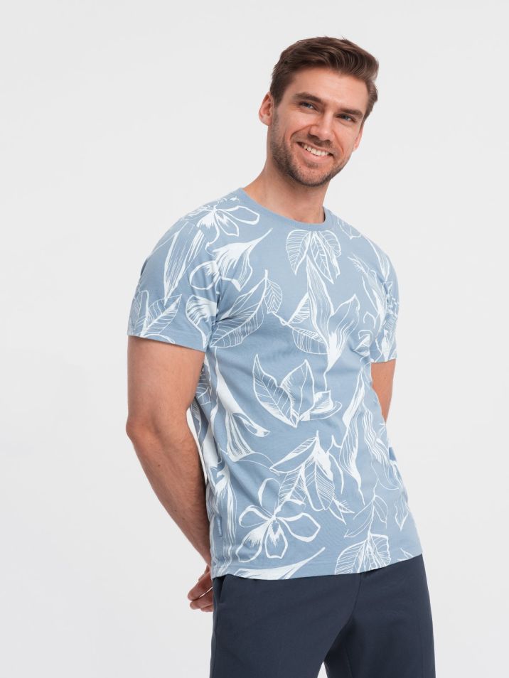 Ombre Clothing Férfi póló nyomtatással Kosmophe kék