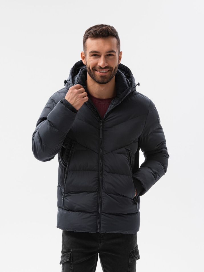 Ombre Clothing Férfi tél kabát Volkmar fekete
