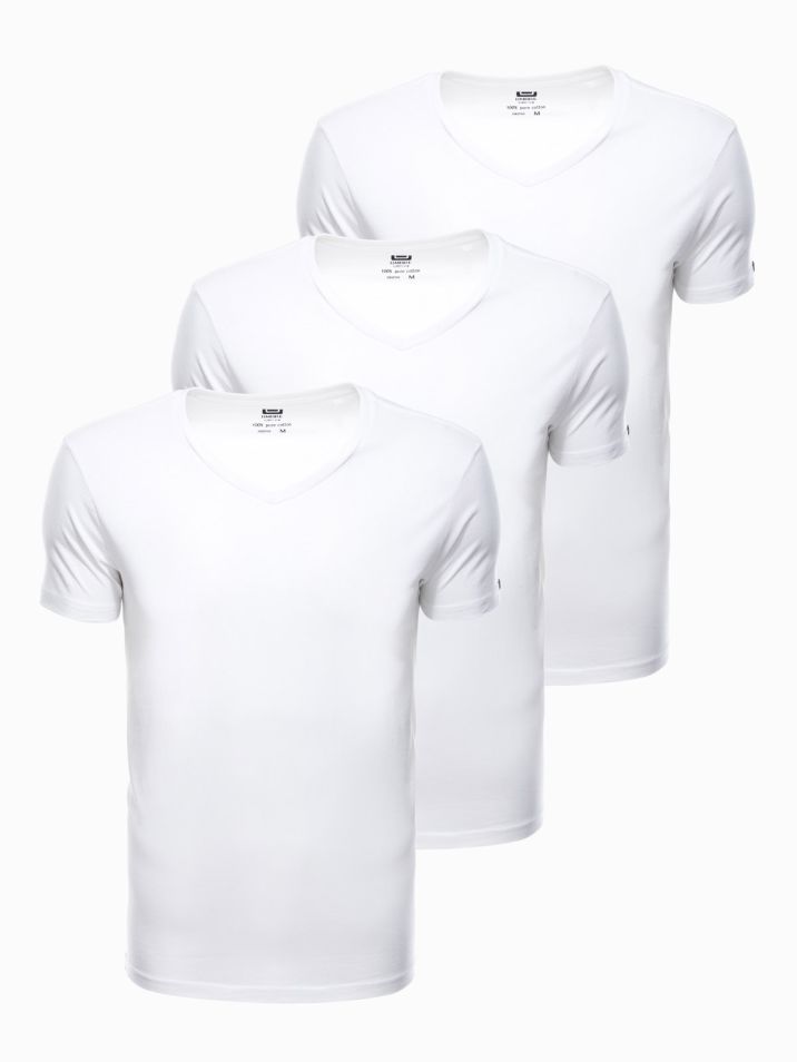 Ombre Clothing férfi alap póló három darabos csomag Wurm fehér