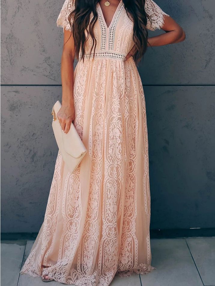 OMG női csipke maxi ruha Esposa rózsaszín