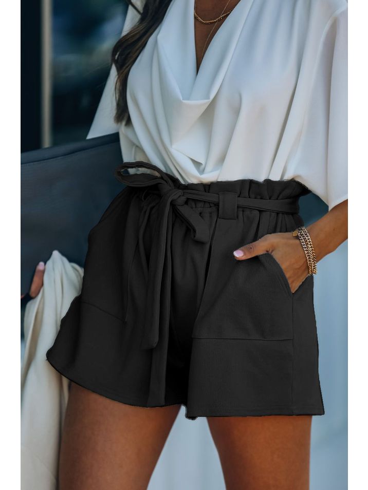 OMG női rövidnadrág zsebekkel fargt fekete
