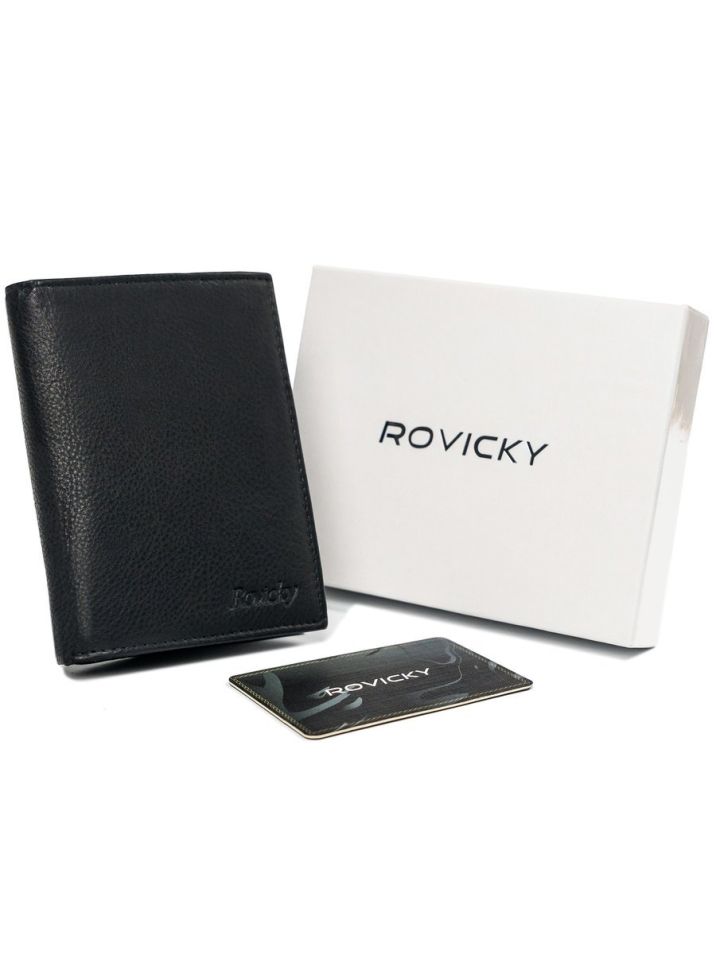Rovicky Férfi bőr pénztárca biztonsággal RFID Monza fekete