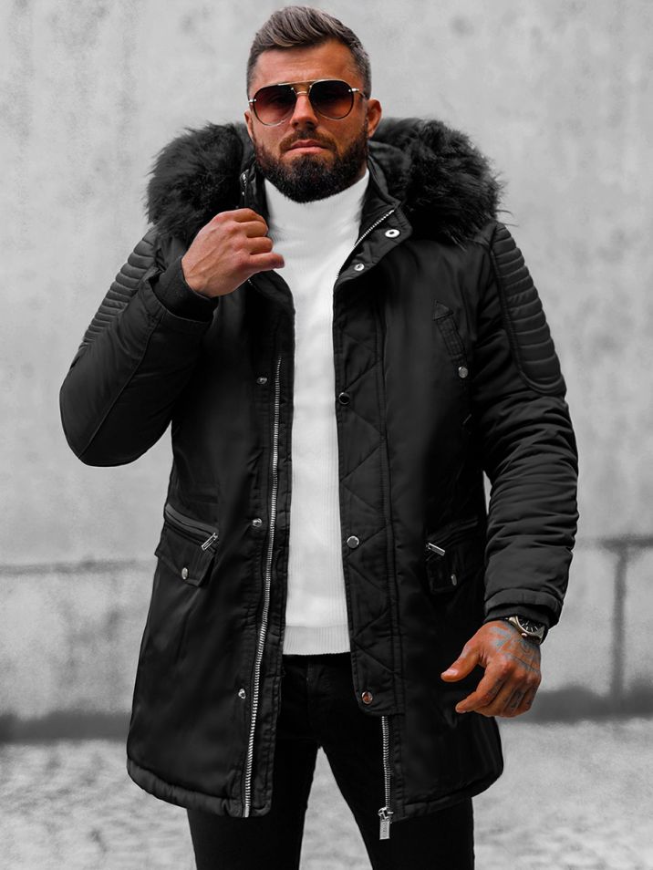 Ozonee Férfi téli kabát Asaro fekete